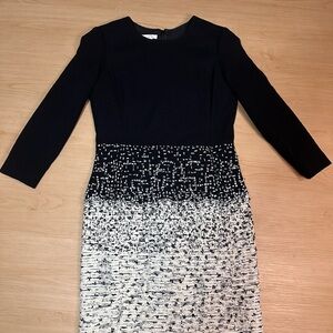 Oscar de la Renta Elegant Navy and White Women's Dress